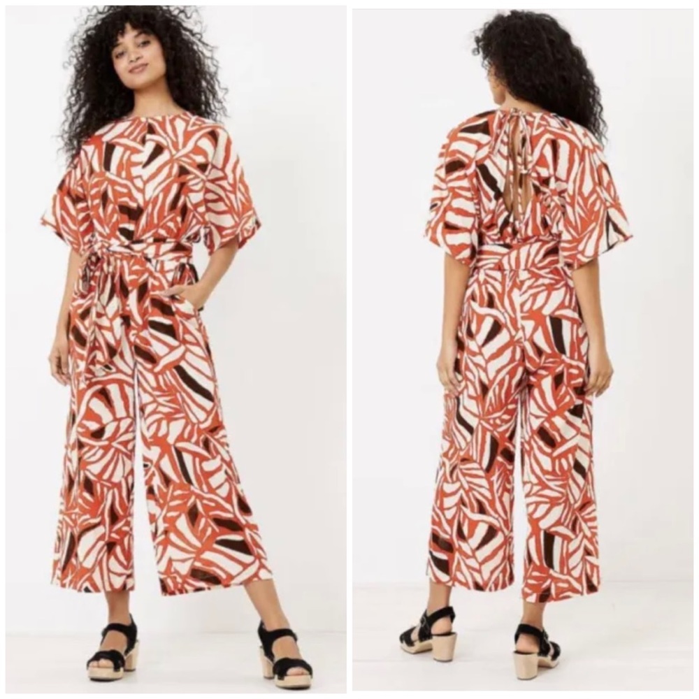 Loft Beach Dolman Tie Back Jumpsuit in Atomic Orange Size S